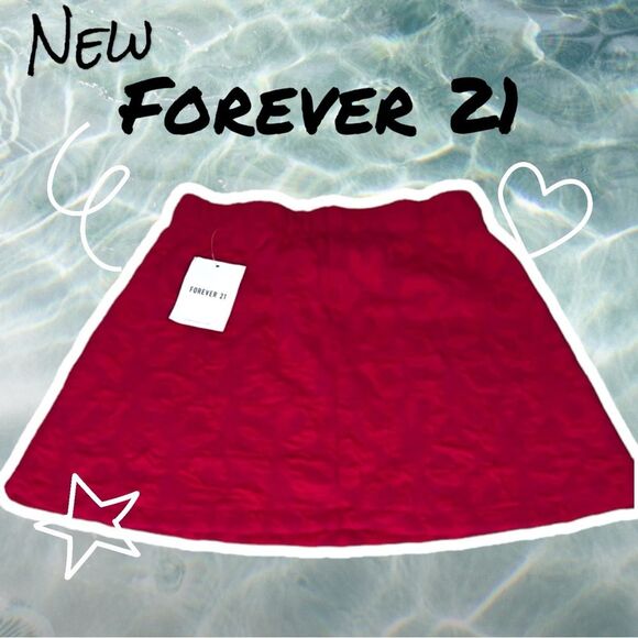 New NWT Forever 21 Jacquard A Line Mini Skirt - Sparkle Pink - Small - Picture 6 of 6